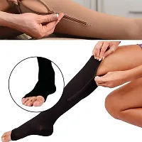 Premium Quality 1 Pair Zip Compression Socks Zipper Leg Support Knee Stockings Open Toe Thin Anti-Fatigue Unisex Compression Womens Socks.(Random Color)-thumb1