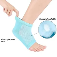 Premium Quality 1 Pair Spa Vented Moisturising Gel Heel Socks For Dry Hard Cracked Skin Moisturizing Arch Orthotic Tool Open Toe Comfy Recovery Socks.(Random Color)-thumb2