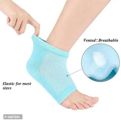 Premium Quality 1 Pair Spa Vented Moisturising Gel Heel Socks For Dry Hard Cracked Skin Moisturizing Arch Orthotic Tool Open Toe Comfy Recovery Socks.(Random Color)-thumb3
