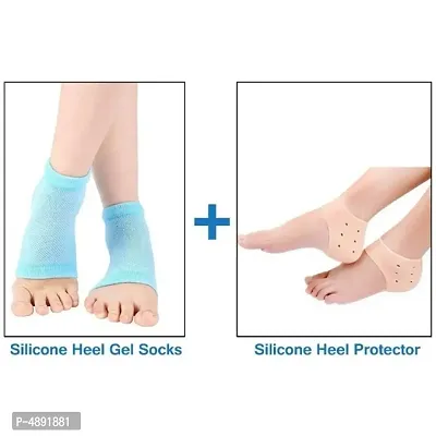 Combo Of Silicon Gel Heel Socks And Silicon Heel Protector-thumb0