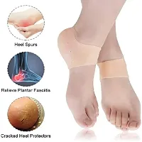 Silicone Gel Heel Pad Socks For Pain Relief - 3 Pair (Beige, Free Size)-thumb1