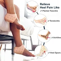 Silicone Gel Heel Pad Socks For Pain Relief - 3 Pair (Beige, Free Size)-thumb4