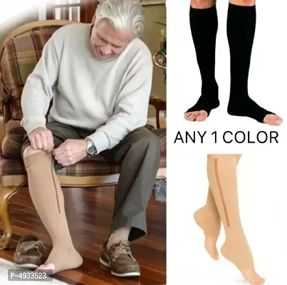 Buy Premium Quality 1 Pair Zip Compression Socks Zipper Leg Support Knee Stockings  Open Toe Thin Anti-Fatigue Unisex Compression Womens Socks.(Random Color)  Online In India At Discounted Prices