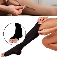 Zipper Medical Compression Socks with Open Toe | Best Support Zip Stocking for Varicose Veins, Edema, Swollen And Sore Legs (Pack of1 )-thumb2