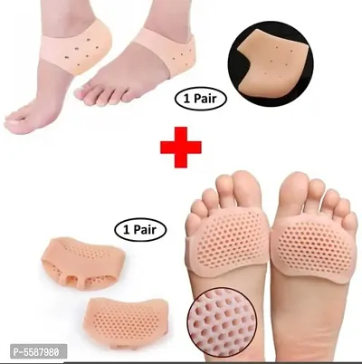 Combo of Silicone Gel Heel Socks  Metatarsal Sore Ball Forefoot Cushion Pads(One Pair Each)-thumb0