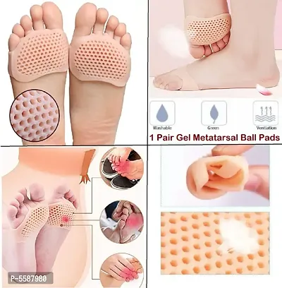 Combo of Silicone Gel Heel Socks  Metatarsal Sore Ball Forefoot Cushion Pads(One Pair Each)-thumb3