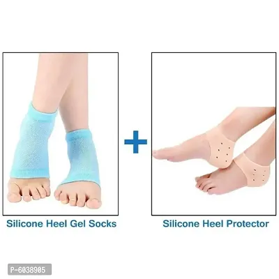 Combo of Unisex Vented Moisturizing Silicone Gel Heel Socks And Spa Vented Moisturising Gel Heel Socks (Random Color)-thumb0