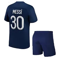 Messi 30 Football Team Home Half Sleeve Jersey Tshirt with Shorts 2023/2024 (Kids,Boys,Men)(Medium 38) Multicolour-thumb1