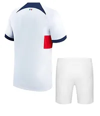 Football Away White Half Sleeve Tshirt with Shorts 2023/2024 for Kids  Men(14-15Years)-thumb1