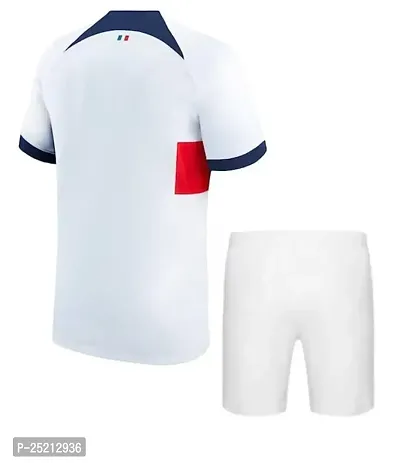 Football Away White Half Sleeve Tshirt with Shorts 2023/2024 for Kids  Men(14-15Years)-thumb2