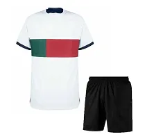 Cristiano Ronaldo 7 Football Away White Jersey with Shorts 2022-2023 for Kids  Men(X-Large 42)-thumb1