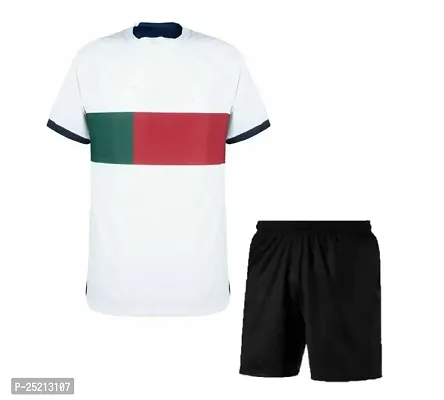 Cristiano Ronaldo 7 Football Away White Jersey with Shorts 2022-2023 for Kids  Men(X-Large 42)-thumb2