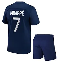 Mbappe 7 Football Team Home Half Sleeve Jersey Tshirt with Shorts 2023/2024 (Kids,Boys,Men)(11-12Years) Multicolour-thumb1