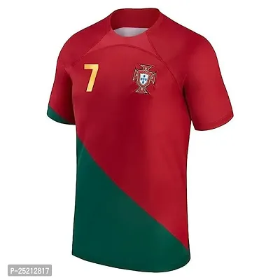 Ronaldo Tshirt - Sports Soccer Football Portugal Jersey Ronaldo 7 Home Kit Jersey T-Shirt (Kid's, Boy's  Men) (X-Large 42) Multicolour-thumb2