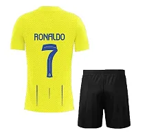 Cristiano Ronaldo 7 Yellow Football Team Home Tshirt with Shorts 2023 (Kids,Boys,Men)(14-15Years)-thumb1