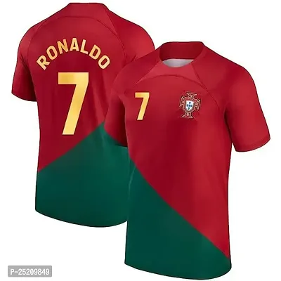 Sports Polyester Portugal Ronaldo 7 Football Team World Cup Half Sleeve Jersey (Kid's,Boys  Men)(6-7Years) Multicolour