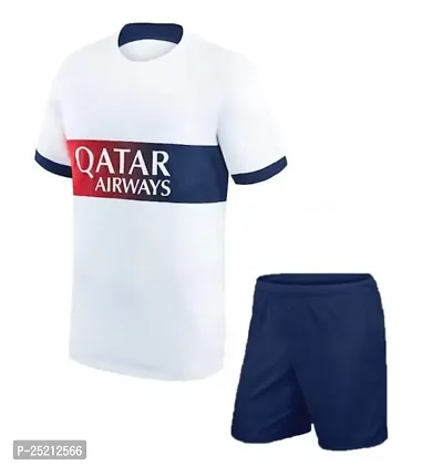 Football Away White Half Sleeve Jersey with Shorts 2023/2024 for Kids  Men(11-12Years)-thumb0