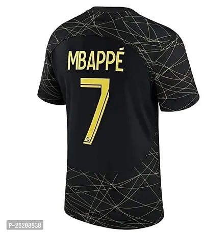 Sports Round Neck Half Sleeve Soccer Football Paris Mbappe 7 Jersey T-Shirt for (Kid's, Boy's  Men)(14-15Years) Multicolour-thumb3