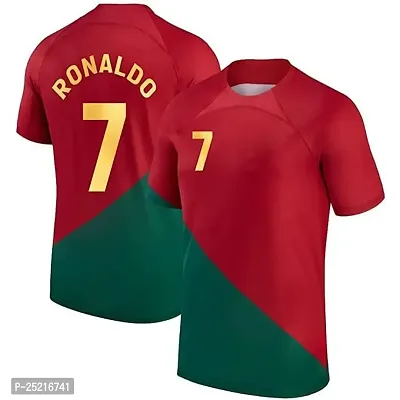 Sports Football Soccer Portugal Jersey Ronaldo 7 Home Away Kit Jersey T-Shirt (Kid's, Boy's  Men's)(Small 36) Multicolour