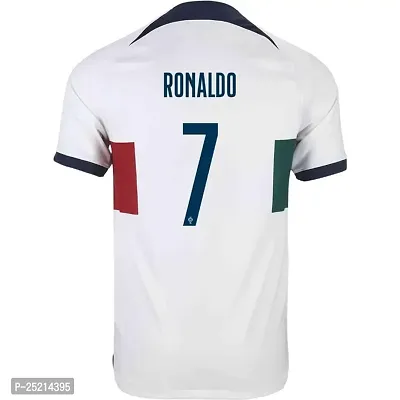 Cristiano Ronaldo 7 Football Away White Jersey 2022-2023 for Kids  Men(8-9Years)-thumb0