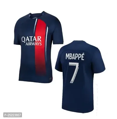 Mbappe 7 Football Team Home Half Sleeve Jersey Tshirt 2023/2024 (Kids,Boys,Men)(6-7Years) Multicolour