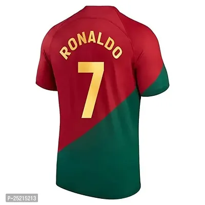 Sports Football Soccer Portugal Jersey Ronaldo 7 Home Away Kit Jersey T-Shirt (Kid's, Boy's  Men's)(Large 40) Multicolour-thumb3