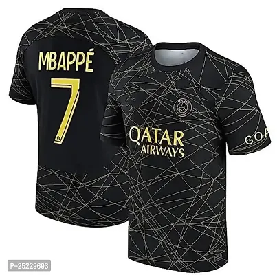 Sports Round Neck Half Sleeve Soccer Football Paris Mbappe 7 Jersey T-Shirt for (Kid's, Boy's  Men)(9-10Years) Multicolour-thumb0