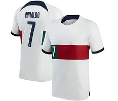 Cristiano Ronaldo 7 Football Away White Jersey 2022-2023 for Kids  Men(Large 40)-thumb2