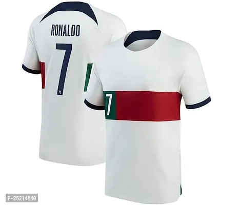 Cristiano Ronaldo 7 Football Away White Jersey 2022-2023 for Kids  Men(Large 40)-thumb3