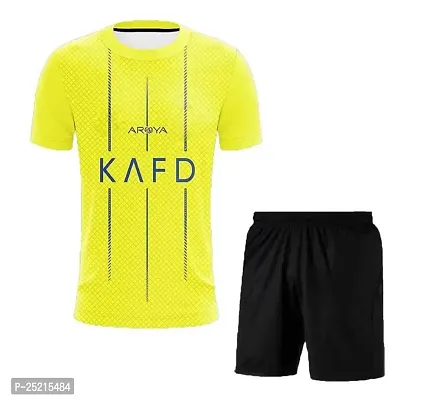 Cristiano Ronaldo 7 Football Half Sleeve Yellow TshirtWith Shorts 2023 for Boys  Kids(Small 36)-thumb0