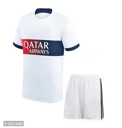 Football Away White Half Sleeve Tshirt with Shorts 2023/2024 for Kids  Men(14-15Years)-thumb0