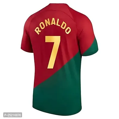 Sports Football Soccer Portugal Jersey Ronaldo 7 Home Away Kit Jersey T-Shirt (Kid's, Boy's  Men's)(X-Large 42) Multicolour-thumb3