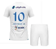 Neymar Jr 10 White Away Kit Football Team New Jersey Tshirt with Shorts 2023/2024 (Kids,Boys,Men)(8-9Years)-thumb1