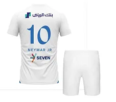 Neymar Jr 10 White Away Kit Football Team New Jersey Tshirt with Shorts 2023/2024 (Kids,Boys,Men)(9-10Years)-thumb1