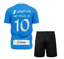 Neymar Jr 10 Football New Team Home Jersey Tshirt with Black Shorts 2023/2024 (Kids,Boys,Men)(7-8Years)-thumb1