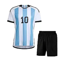 Messi 10 Home Football World Cup Jersey with Shorts 2023/2024 for Men  Boys(8-9Years) Multicolour-thumb1