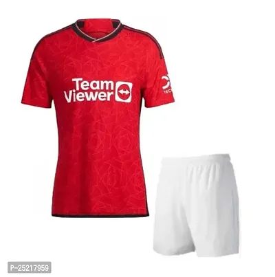 Cristiano Ronaldo 7 Football Team Home Kit Half Sleeve Tshirt with Shorts 2023/2024 (Men,Kids,Boys)(8-9Years) Multicolour-thumb0