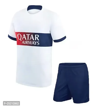 Football Away White Half Sleeve Jersey with Shorts 2023/2024 for Kids  Men(15-16Years)