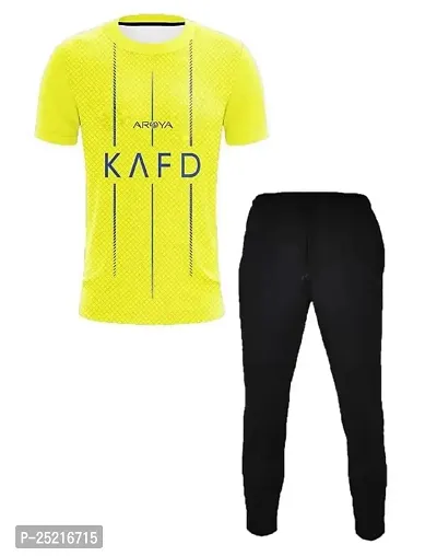 Cristiano Ronaldo 7 Yellow Football Team Home Tshirt with Track Pant 2023 (Kids,Boys,Men)(14-15Years)