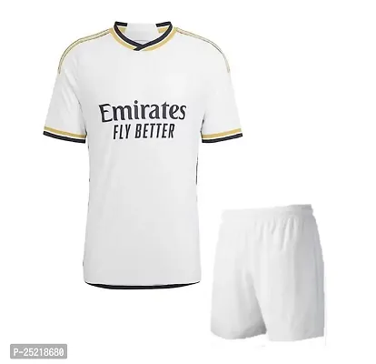 Football White Home Official Jersey with Shorts Tshirt with Shorts 2023/2024 (Men  Boys)(Medium 38)