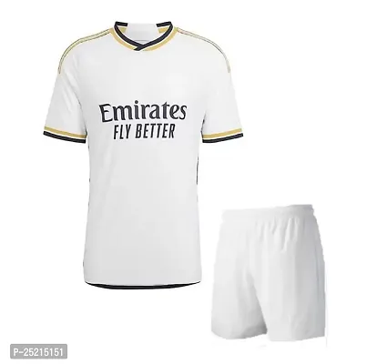 Football White Home Official Jersey with Shorts Tshirt with Shorts 2023/2024 (Men  Boys)(Large 40)