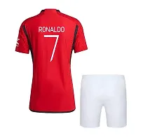 Cristiano Ronaldo 7 Football Team Home Kit Half Sleeve Tshirt with Shorts 2023/2024 (Men,Kids,Boys)(8-9Years) Multicolour-thumb1