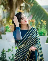 BE Bollywood Striped Teal Colour Georgette Saree With Blouse-thumb1