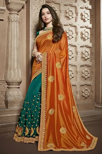 Attractive Silk Blend Sarees With Blouse Piece