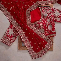 BE Bollywood Embroidered Red Colour Georgette Saree With Blouse-thumb1
