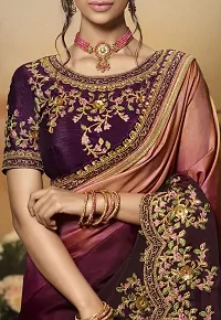 BE Bollywood Embroidered Purple Colour Dola Silk Saree With Blouse-thumb2