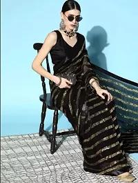 BE Bollywood Striped Black Colour Georgette Saree With Blouse-thumb4