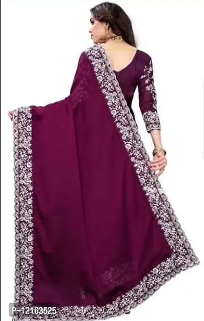 BE Banarasi Embroidered Purple Colour Satin Saree With Blouse-thumb2