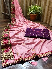 BE Bollywood Embroidered Purple Colour Art Silk Saree With Blouse-thumb1