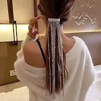 Starvis Rhinestones Pearl Long Chain Tassel Hairwear backpin, Diamond Necklace Tassel back Hairpins Braid Hair Shiny Hairpin for Women Girls Jewelry Ponytail Holder, Chains-thumb3
